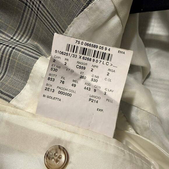 Corneliani Men's Extra Fine Virgin Wool Plaid Striped Grey Jacket Size 42L US - Picture 7 of 14